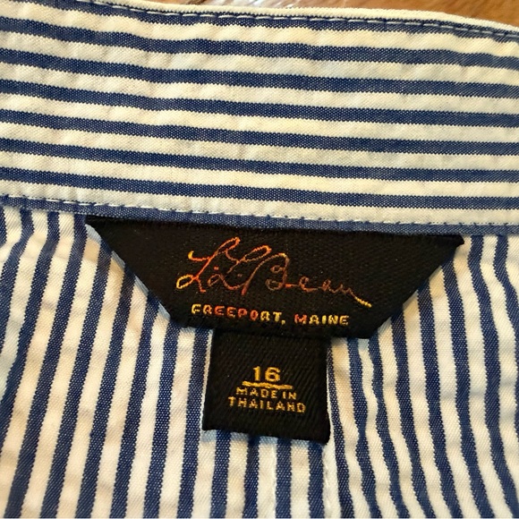 LL Bean Seersucker Button Down Jacket/Blazer Women’s Size 16 276042 Blue/White - Picture 8 of 15